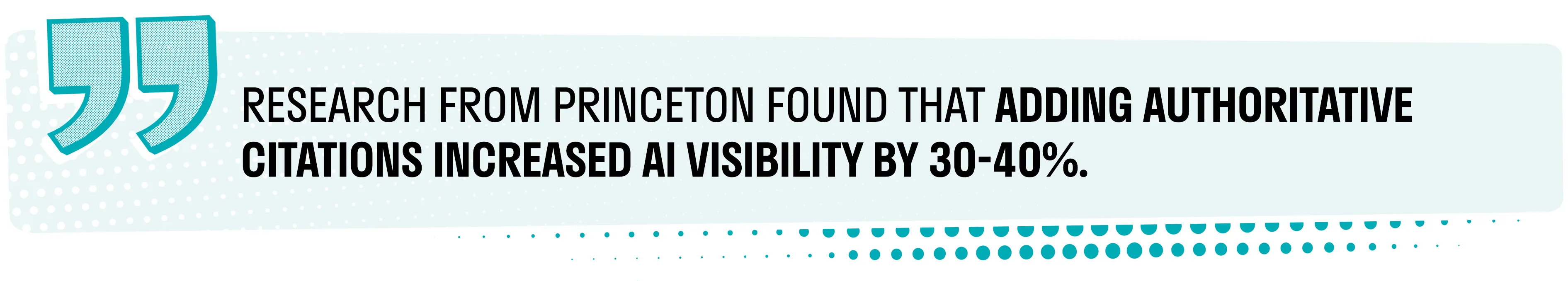 RESEARCH FROM PRINCETON FOUND THAT ADDING AUTHORITATIVECITATIONS INCREASED AI VISIBILITY BY 30-40%.